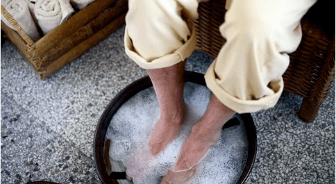 The use of a foot bath